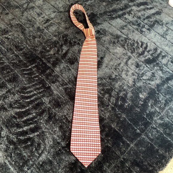 Sinsabang Pure Silk Tie in Cream, Blue and Red - Picture 8 of 8